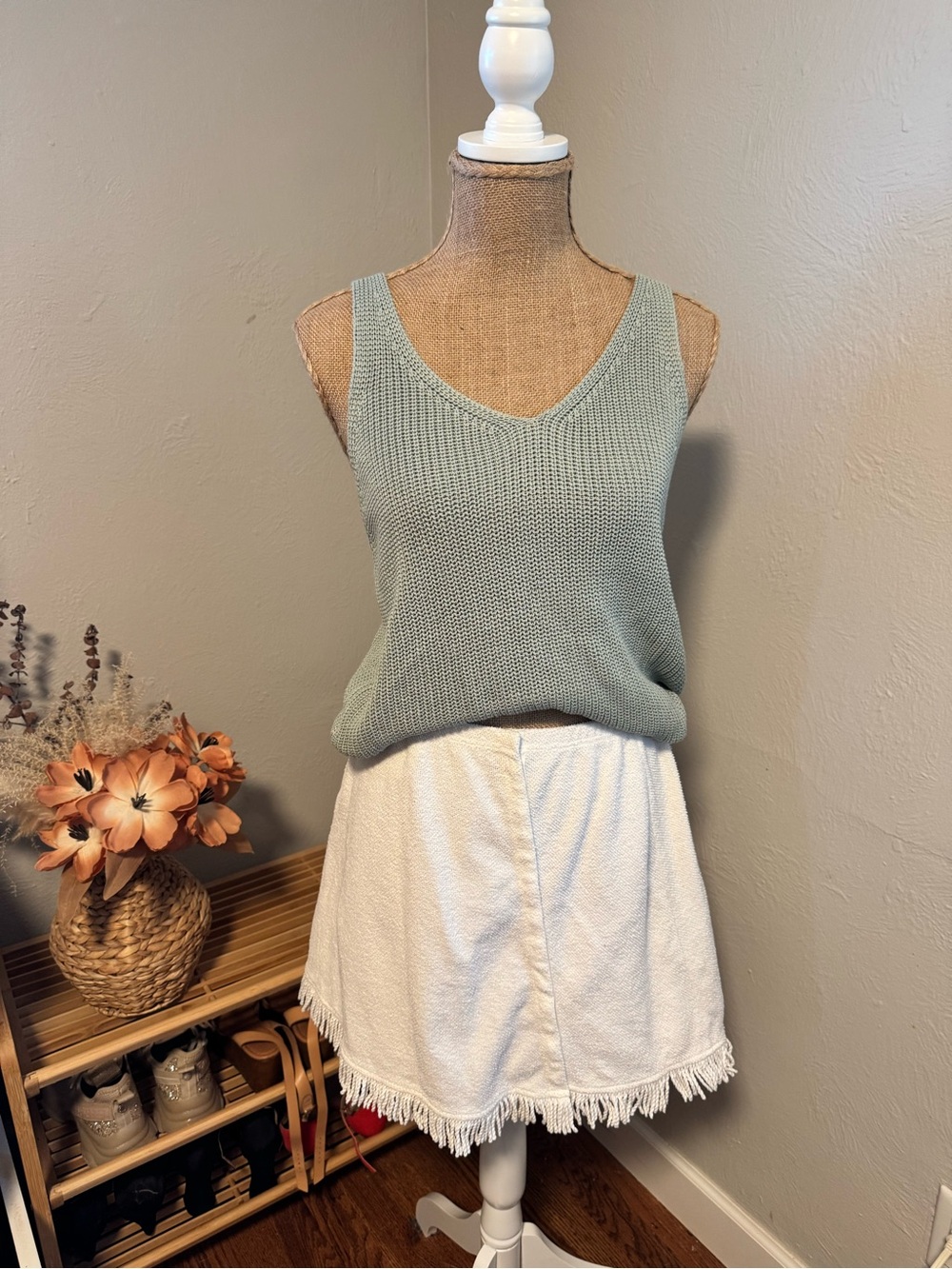 Vintage 70s/80s Water Water Every Wear Miami Terry Cloth Mini Skirt with Fringe